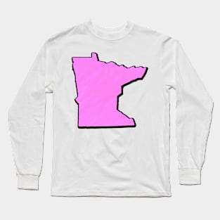 Pink Minnesota Outline Long Sleeve T-Shirt